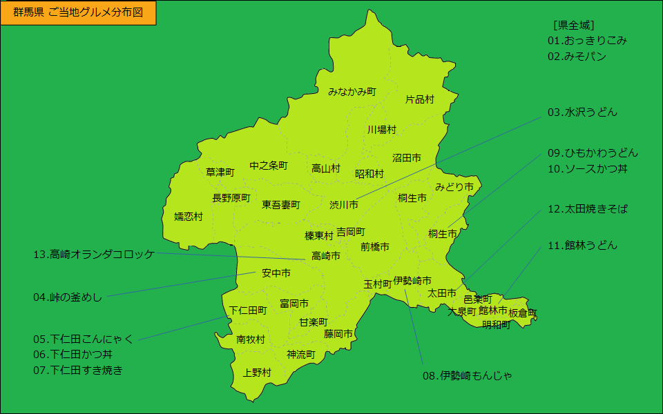 群馬県グルメ分布図