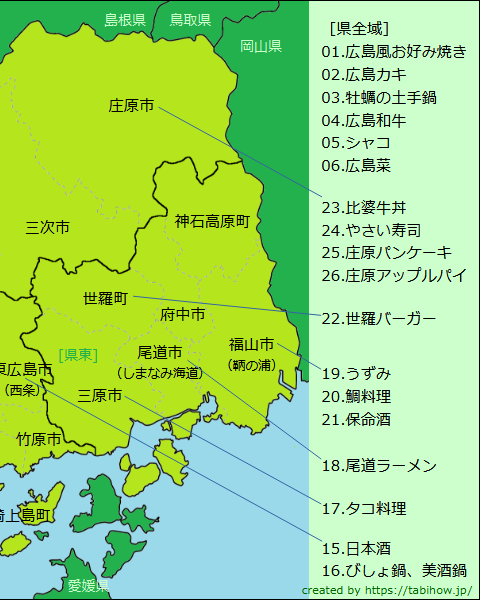 広島県グルメ分布図（右半分）
