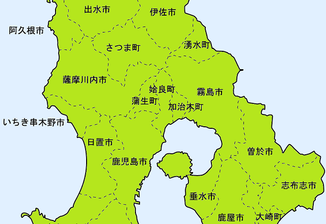 白地図に色を塗った例